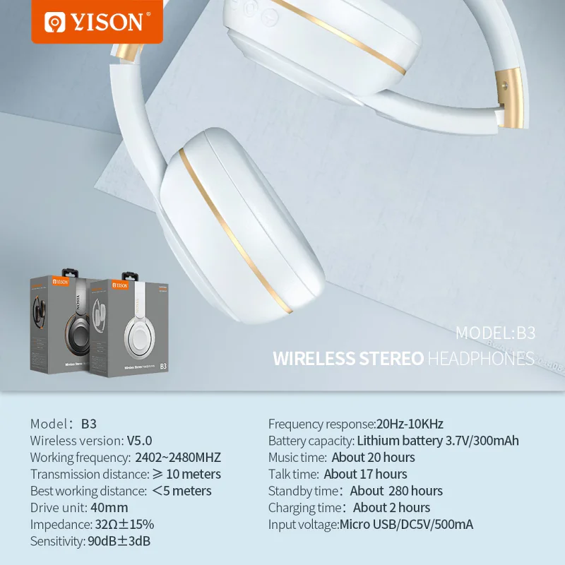 Auscultadores Bluetooth Celebrat B3 com Fita de Cabeça Branco - Imagem 2
