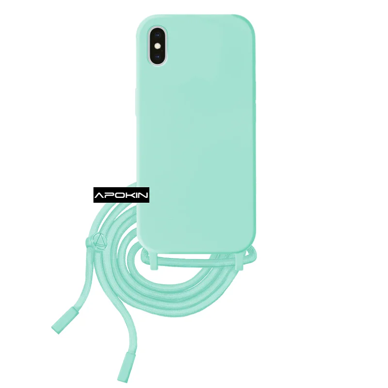 Capa Apokin para iPhone X e XS Suave com Cordão Azul Turquesa - Imagem 2