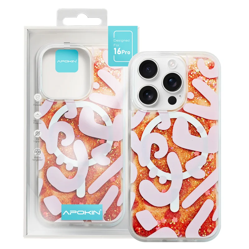 Capa Apokin com Purpurina Desenhos e MagSafe para iPhone 15 Pro Max Variedade de cores - Imagem 6