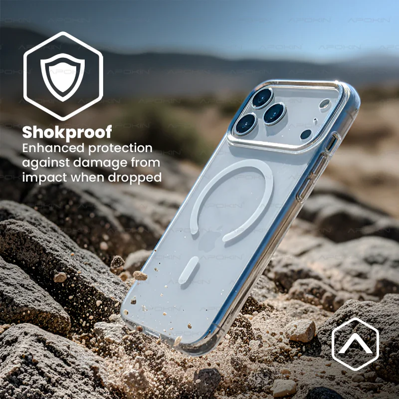 Capa Apokin para iPhone 16 Pro Acabamento Aveludado Fumado com MagSafe Transparente - Imagem 3