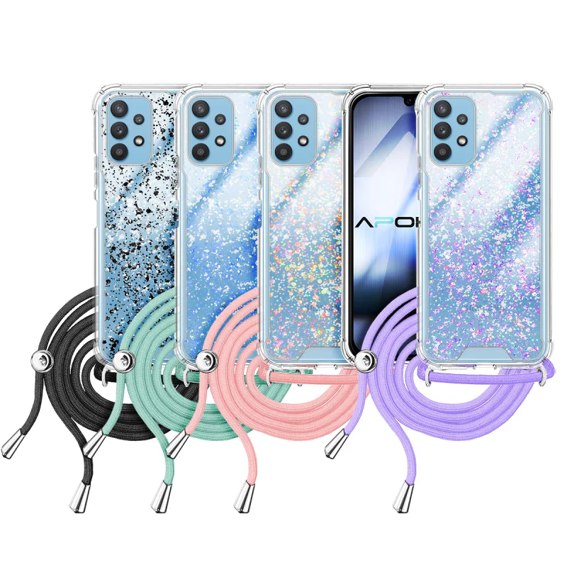 Capa de Gel Apokin para Samsung Galaxy A32 4G Transparente com Cordão Preto