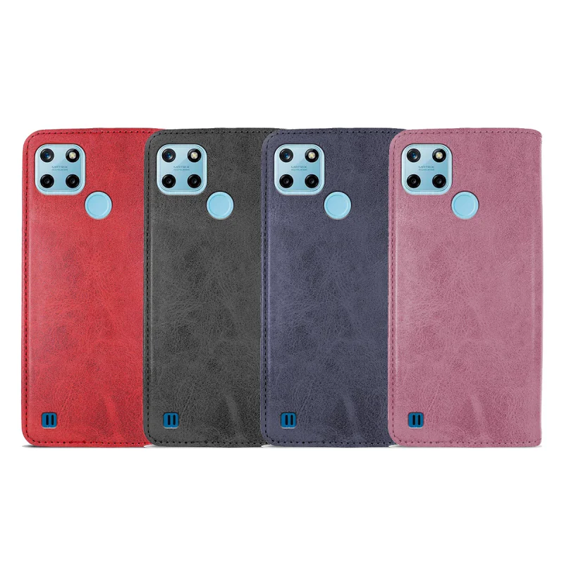 Capa Livro Apokin para Realme C25Y em Pele Sintética com Porta-Cartões Variedade de cores