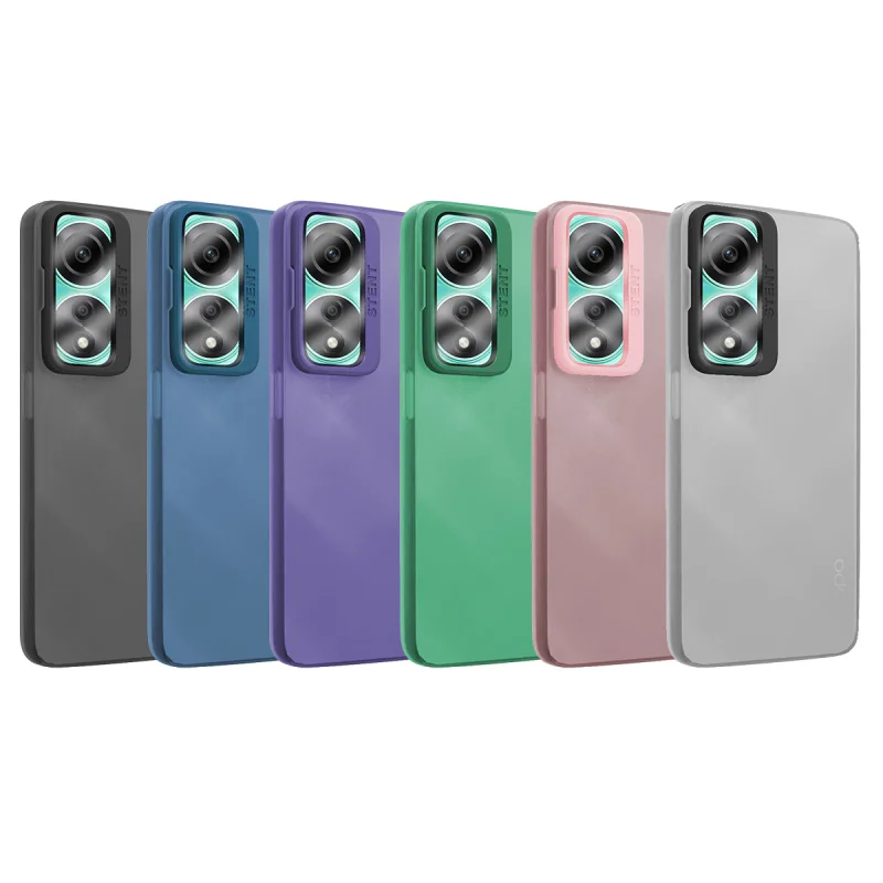 Capa em Silicone Apokin para Oppo A58 / A78 5G Mate com Suporte Azul - Imagem 1