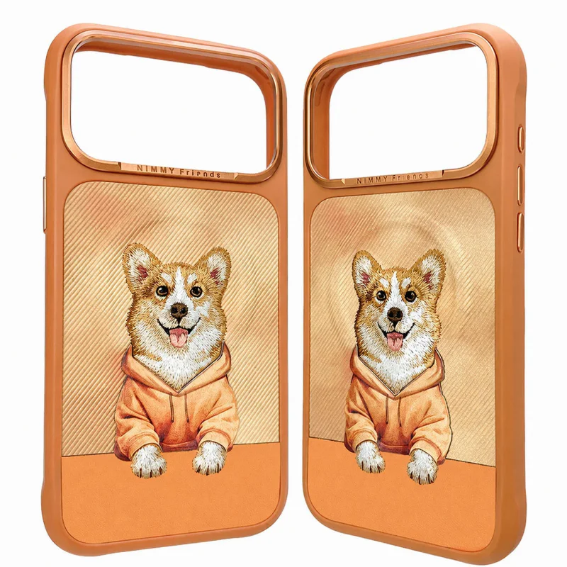 Capa Apokin para iPhone 17 Pro Max / 18 Pro Max com MagSafe e Bordado de Animais Laranja - Imagem 4