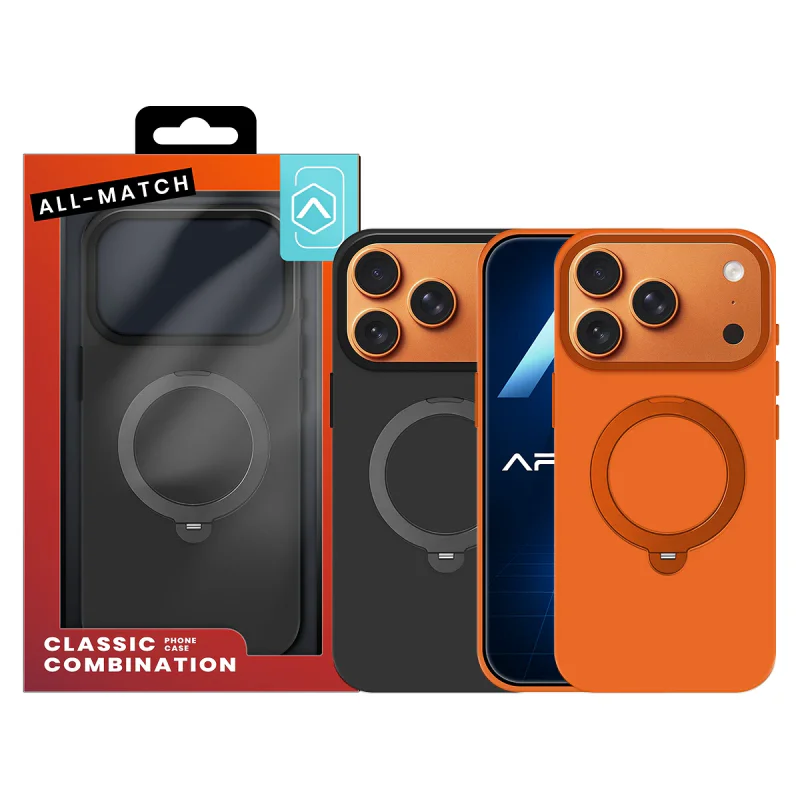 Capa de Silicone Suave Apokin com Anel para iPhone 17 Pro / 18 Pro Preto - Imagem 1