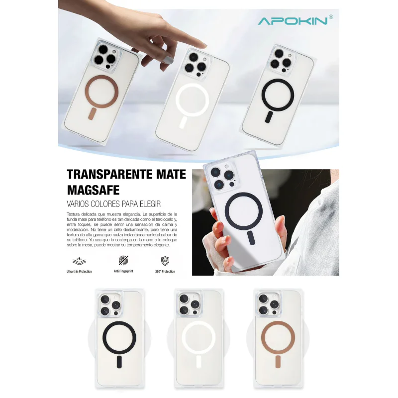 Capa Apokin para iPhone 16 Pro Mate Translúcida com MagSafe Dourado - Imagem 5