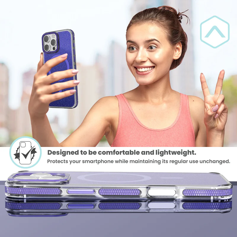 Capa Apokin para iPhone 17 Pro Max com Purpurina e MagSafe Prata - Imagem 5