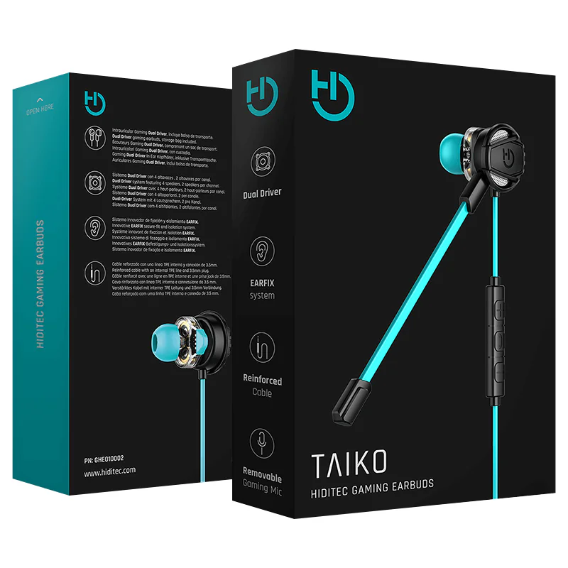 Auriculares Gaming Hiditec Taiko com Microfone Destacável Jack 3,5 mm Preto e Turquesa - Imagem 6