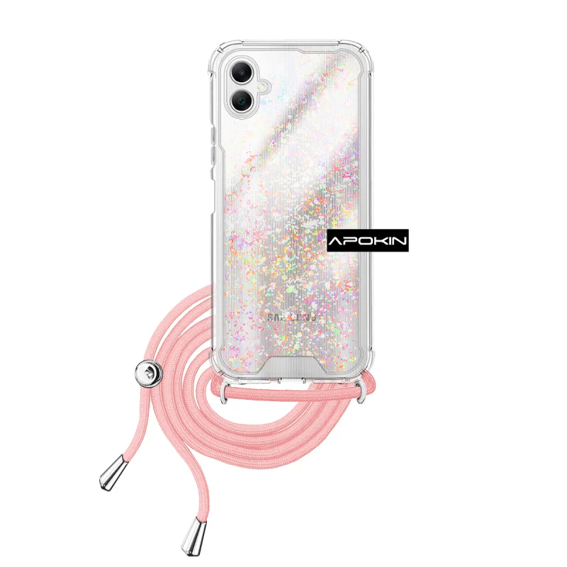 Capa de Gel Apokin para Samsung Galaxy A05 Transparente com Cordão Azul Turquesa - Imagem 3