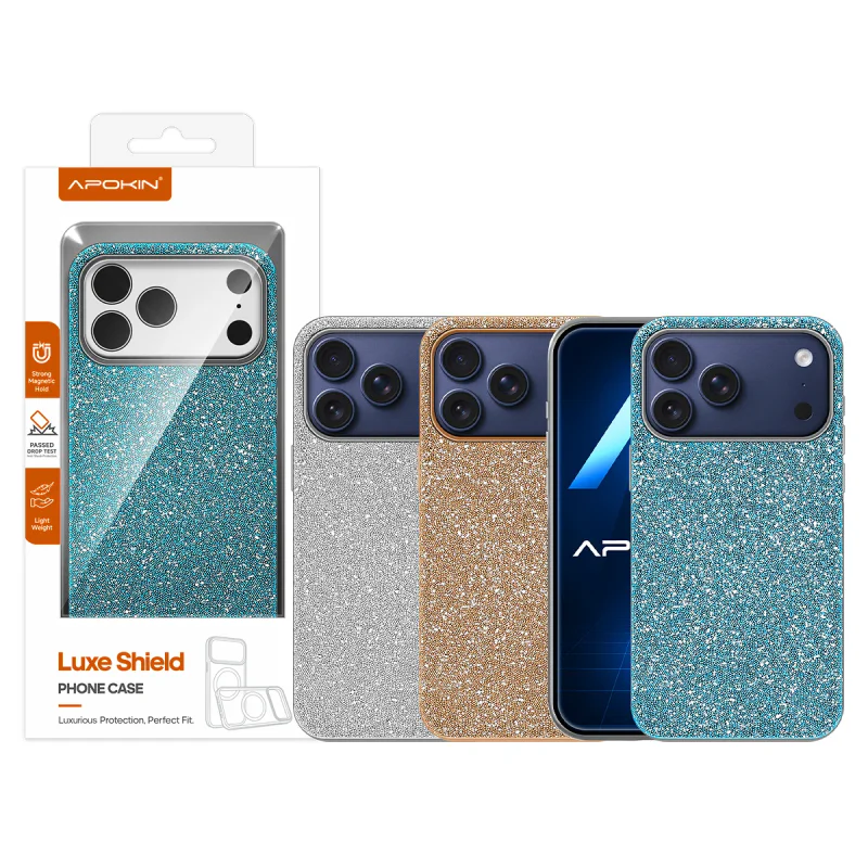Capa Magnética Apokin para iPhone 16 Diamante Brilhante Prata - Imagem 1