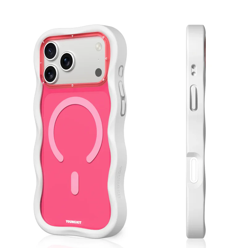 Capa Apokin Youngkit Big Wave Magnética para iPhone 17 Pro e 18 Pro Branco e Rosa - Imagem 2