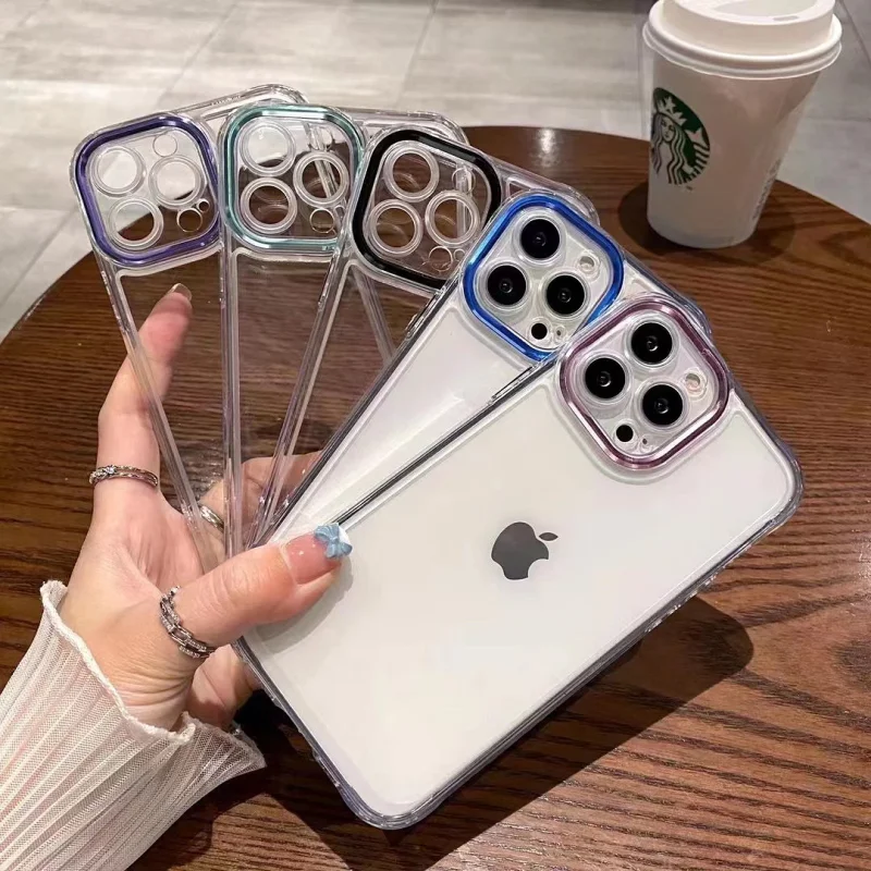 Capa Apokin para iPhone 12 em Acrílico Rígido Transparente com Bordo em Alumínio Azul - Imagem 2