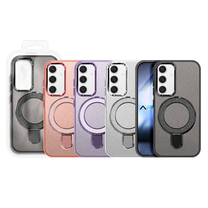 Capa Apokin com Purpurina e Anel MagSafe para Samsung Galaxy S26 Branco - Imagem 1