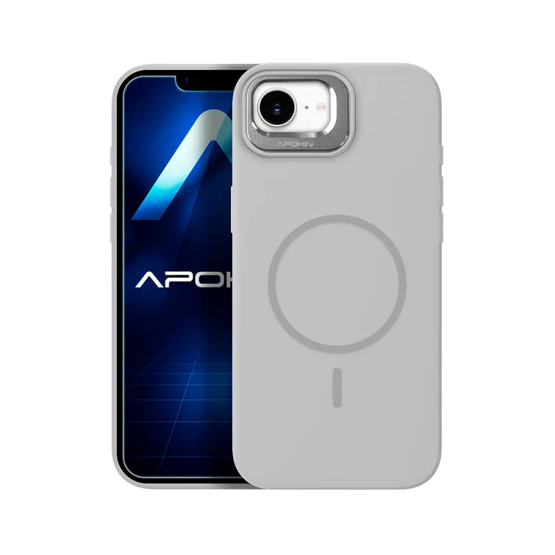 Capa de Silicone Premium Apokin com MagSafe e Suporte para iPhone 16E Variedade de cores - Imagem 4