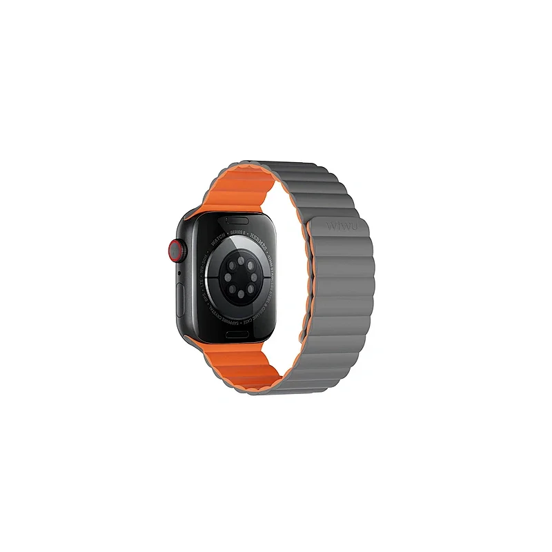 Pulseira de Silicone Apokin para Apple Watch 38, 40 e 41 mm Cinzento e Laranja - Imagem 3