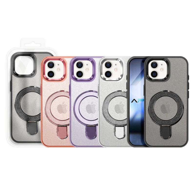 Capa Apokin para iPhone 11 com Purpurina e Anel MagSafe Preto