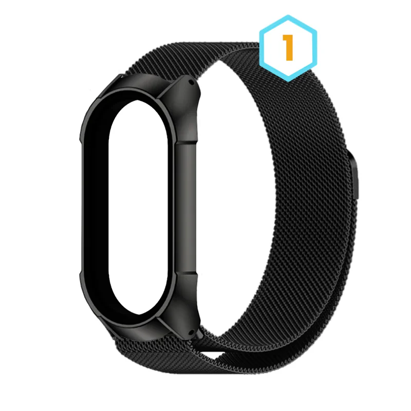 Bracelete Metálica Apokin para Xiaomi Mi Band 7 e 5 Fina Preto - Imagem 2