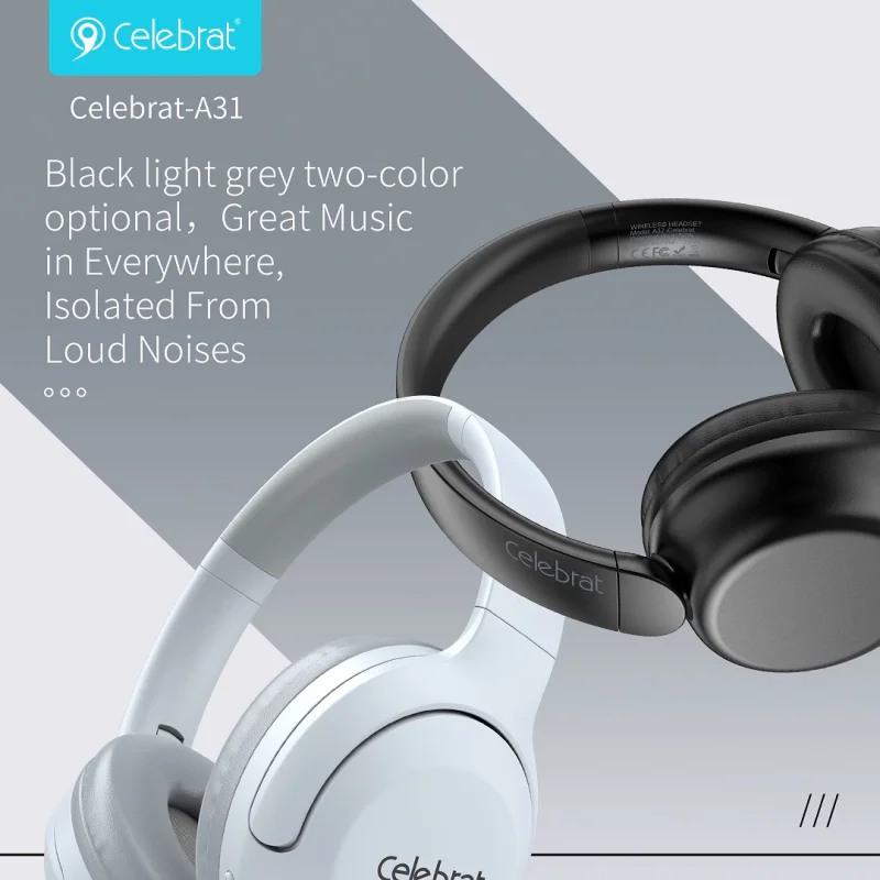 Auscultadores Bluetooth Celebrat A31 com Fita de Cabeça Preto - Imagem 2