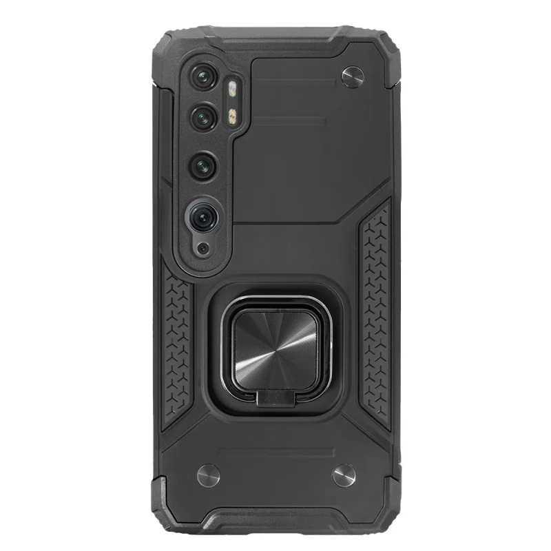 Capa Apokin Armor-Case para Xiaomi Redmi Note 10 Antichoque com Suporte Magnético e Anel 360 Preto