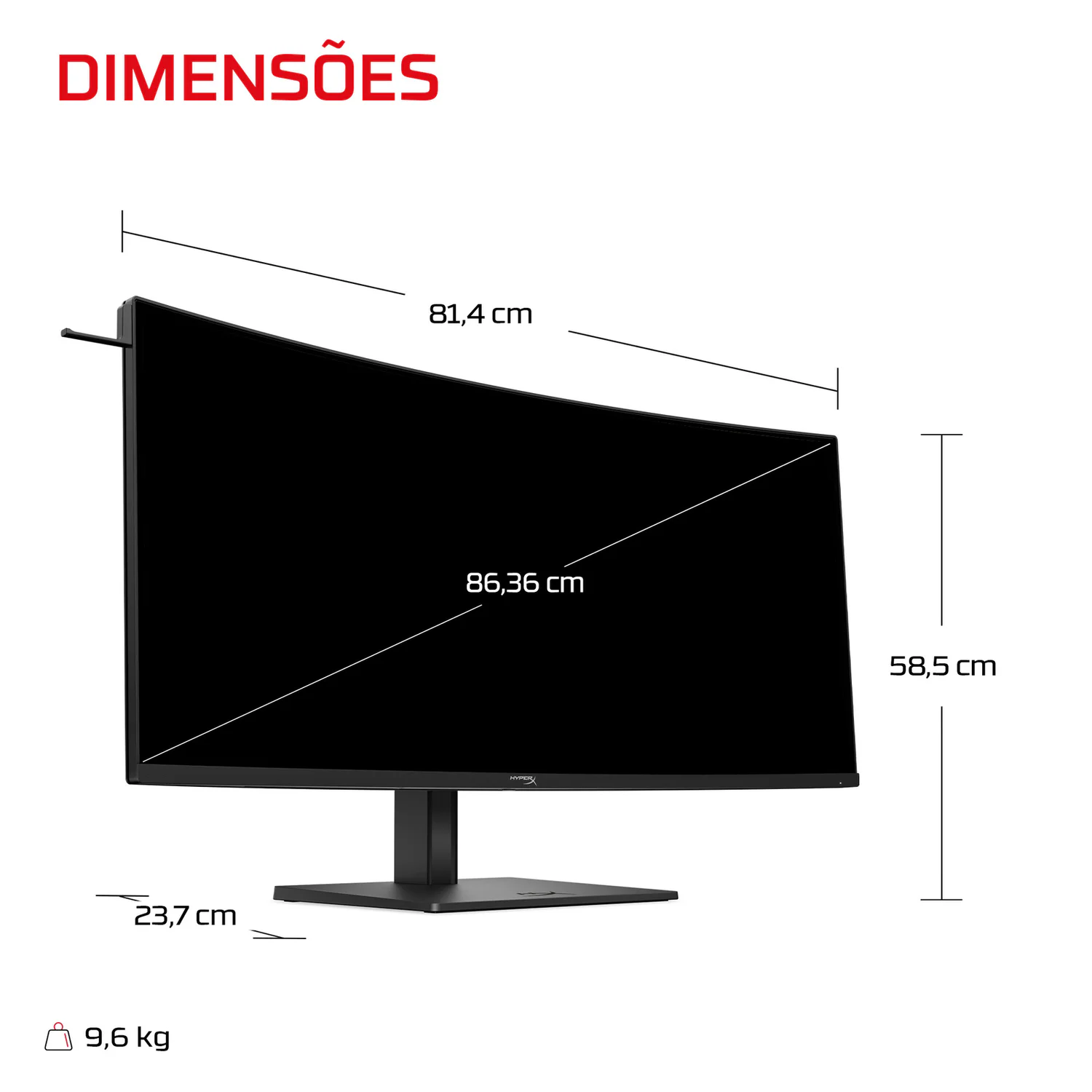 Monitor Gaming Curvo HyperX OMEN OLED 34" WQHD QD-OLED 360Hz 0,03ms USB-C 100W KVM - Imagem 9