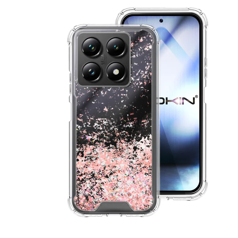 Capa Apokin para Xiaomi 14T Pro em Gel Acrílico Transparente com Purpurina Lilás - Imagem 3