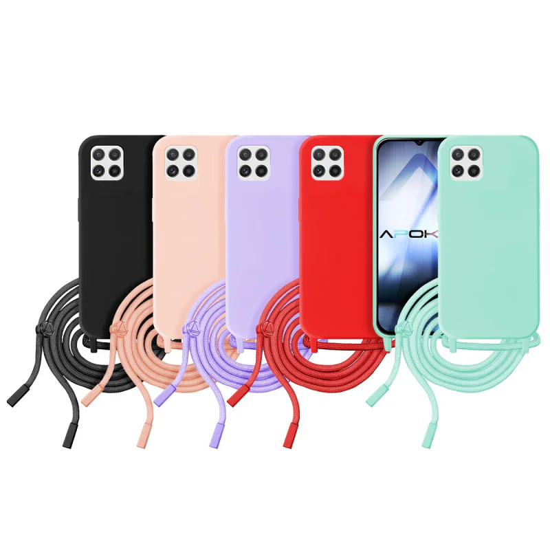 Capa Apokin para Samsung Galaxy A22 5G Flexível com Cordão Rosa - Imagem 1