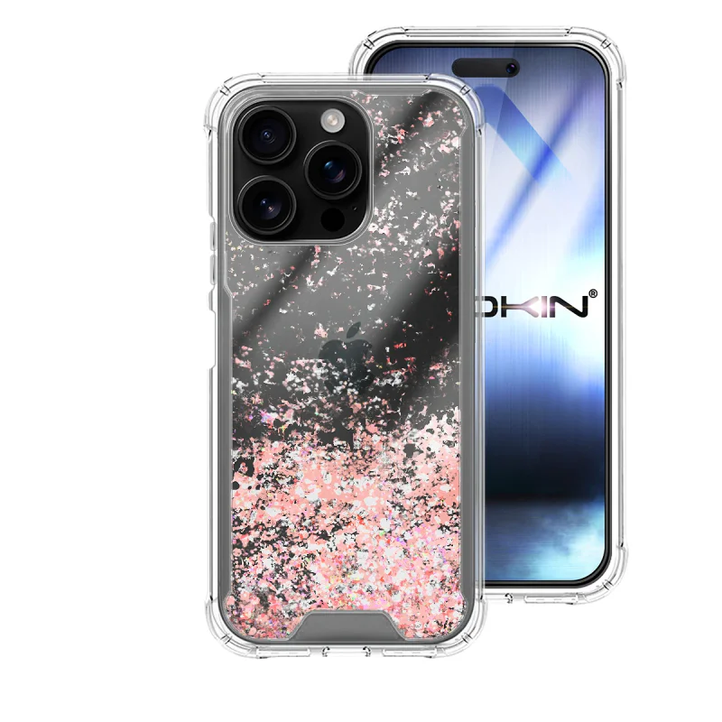 Capa de Gel Apokin iPhone 16 Pro Transparente com Purpurina Azul turquesa - Imagem 3