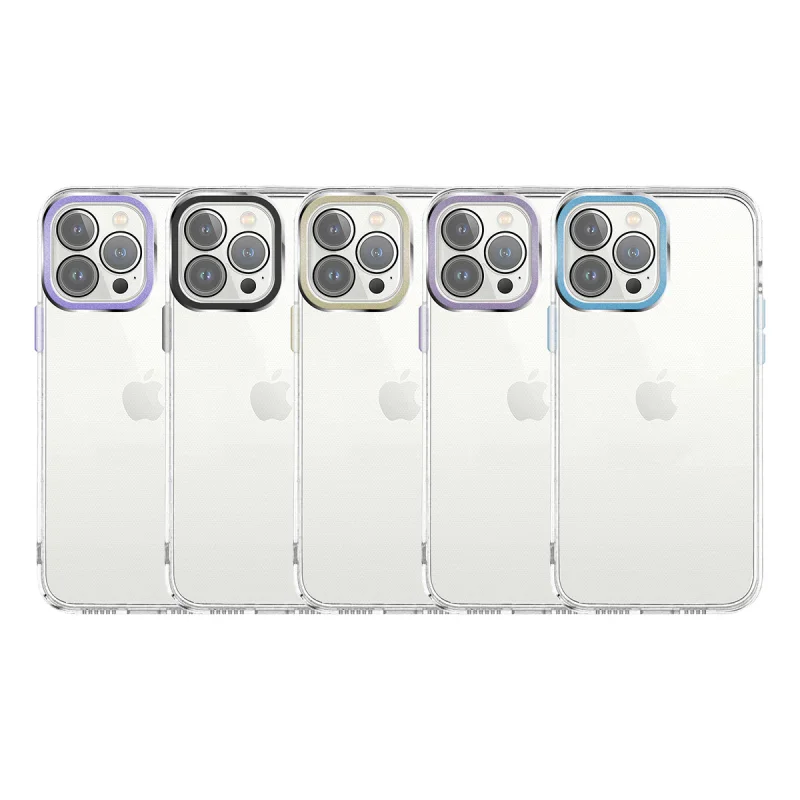 Capa Apokin para iPhone 13 Pro Transparente Antichoque Bordo Alumínio Azul Escuro - Imagem 1