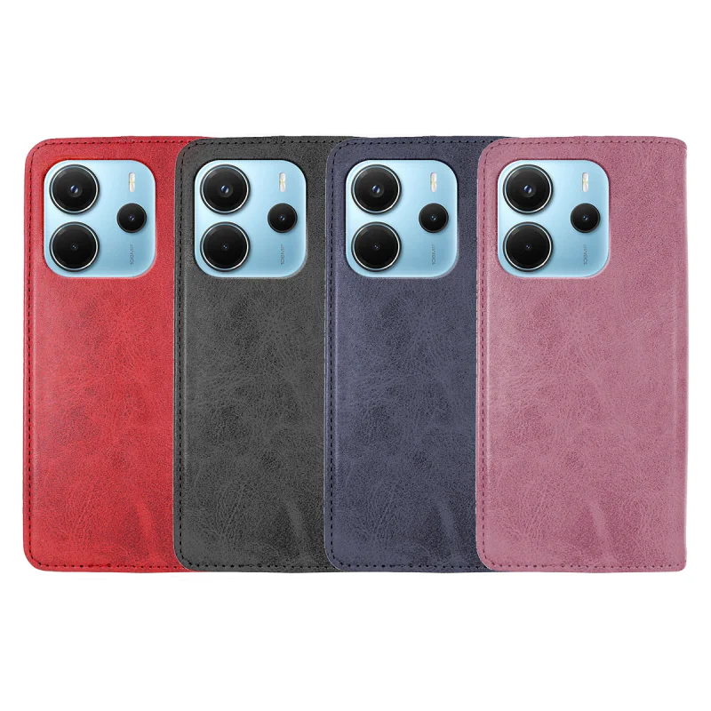 Capa de Livro com Porta-Cartões Apokin em Couro Sintético para Xiaomi Redmi Note 14 4G Vermelho - Imagem 1
