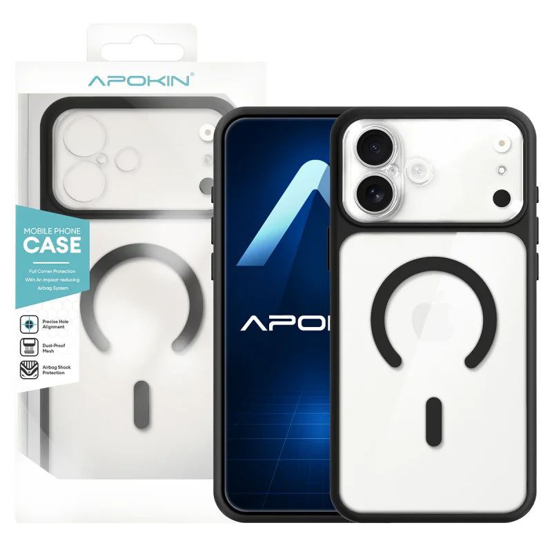 Capa Apokin para iPhone 16 Transparente MagSafe com Proteção Integral de Câmara Laranja - Imagem 2