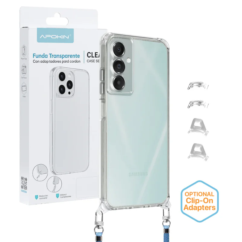 Capa 2 em 1 Apokin ClearStrap para Samsung Galaxy A26 e A17 com Cordão Transparente