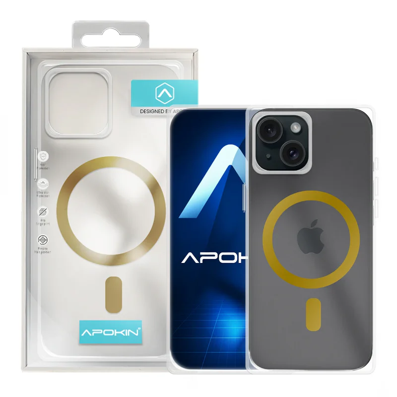 Capa Apokin para iPhone 13 e iPhone 14 Mate com MagSafe Dourado - Imagem 4