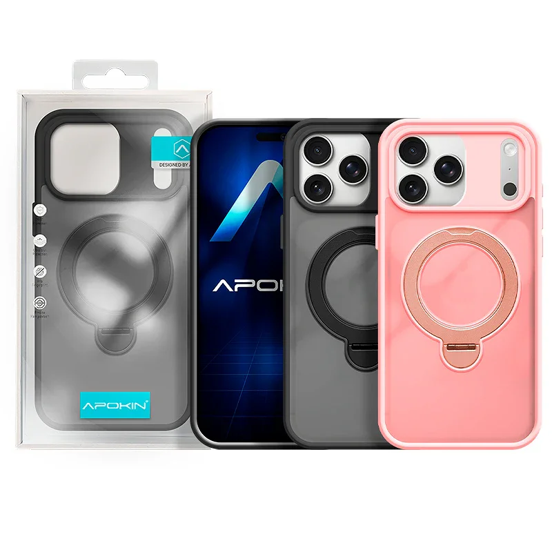 Capa Apokin Fumada com Suporte Giratório para iPhone 17 Pro Max Rosa