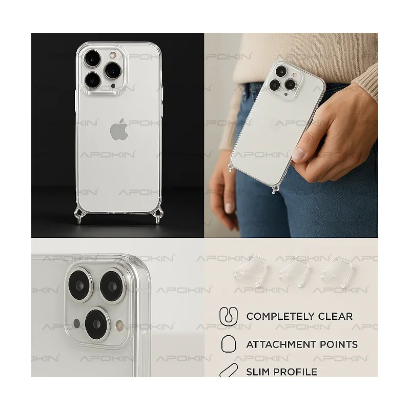 Capa Apokin 2 em 1 ClearStrap Transparente com MagSafe para iPhone 14 Pro Max Transparente - Imagem 2