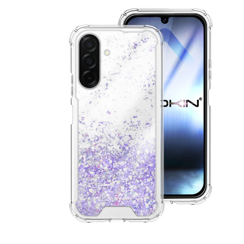 Capa Apokin para Samsung Galaxy A26 Gel Transparente com Purpurina Azul Turquesa - Imagem 5