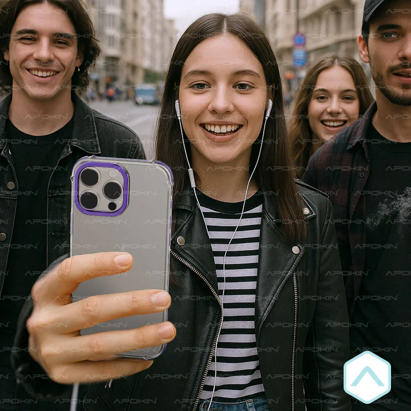Capa Antichoques Apokin Rock para iPhone 17 Air Transparente Lilás - Imagem 5