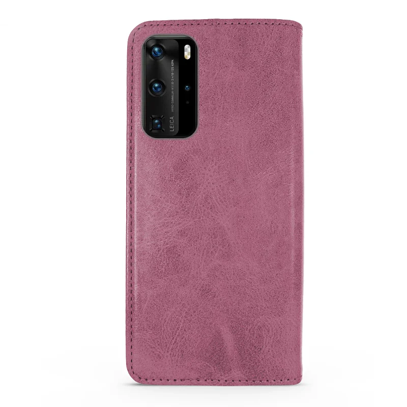 Capa Apokin para Huawei P40 Pro em Pele Sintética com Porta-Cartões Rosa - Imagem 3