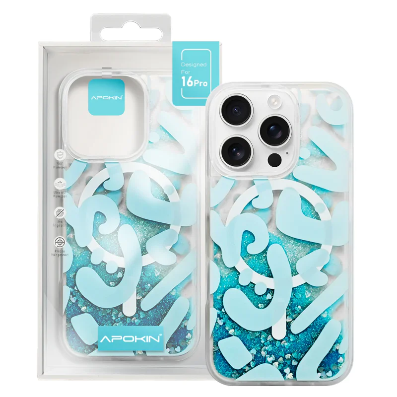Capa Apokin com Purpurina Desenhos e MagSafe para iPhone 15 Pro Max Variedade de cores - Imagem 4