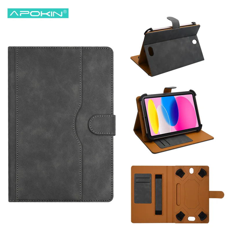 Capa Universal Apokin para Tablet de 10,5 a 11 polegadas Dobrável com Bolsos Azul marinho - Imagem 2