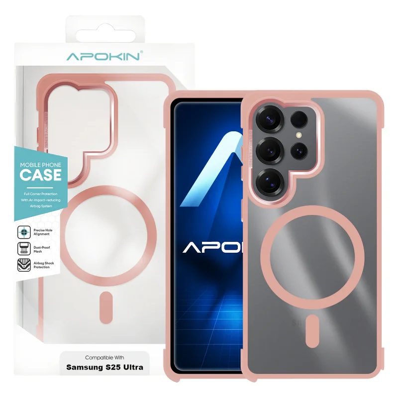 Capa Apokin para Samsung Galaxy S25 Ultra Silicone com MagSafe Rosa - Imagem 4