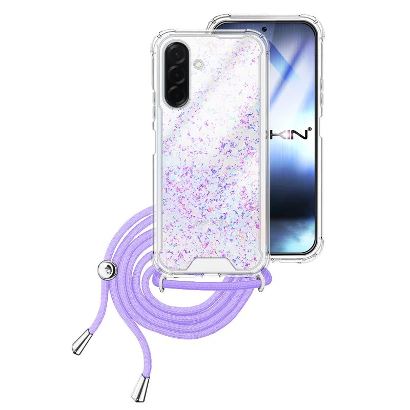 Capa Apokin para Samsung Galaxy A36 Gel Transparente com Cordão Lilás - Imagem 2