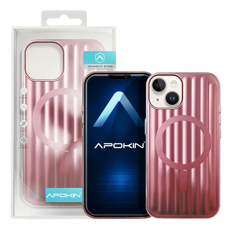 Capa Apokin para iPhone 13 / 14 Mate Metalizada com MagSafe Rosa - Imagem 3