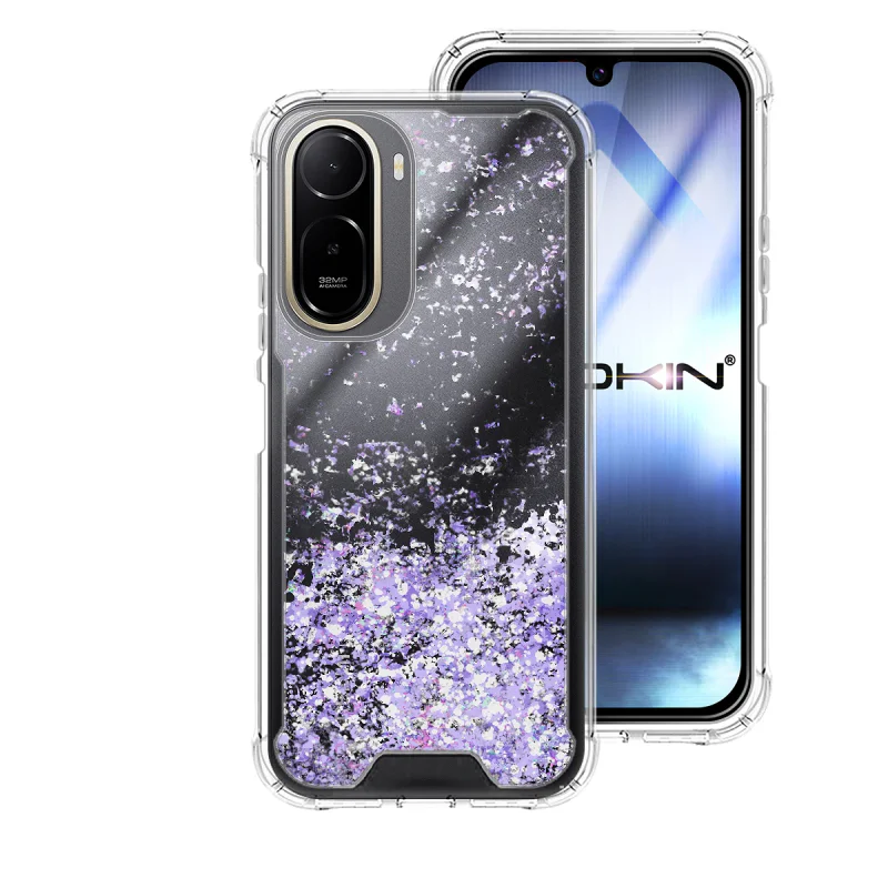 Capa Apokin Gel Transparente com Purpurina para Xiaomi Redmi A7 Rosa - Imagem 5