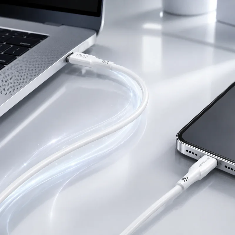 Cabo USB-C para USB-C Apokin 100 W 2 m Branco - Imagem 4