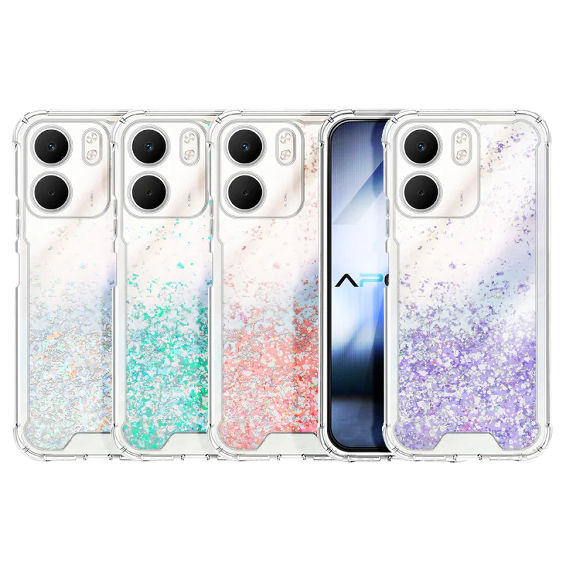 Capa de Gel Apokin Transparente com Purpurina para Oppo A5x Azul Turquesa