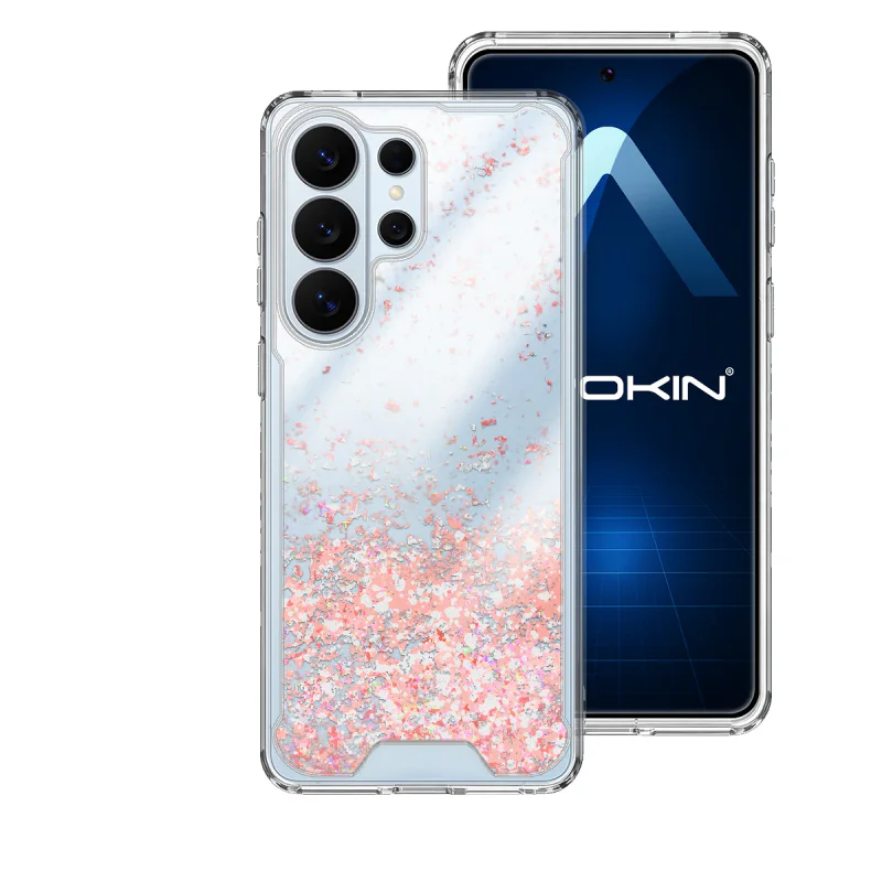 Capa Apokin para Samsung Galaxy S26 Ultra Gel Transparente com Purpurina Rosa - Imagem 6
