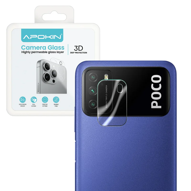 Película de Vidro para Câmara Traseira Xiaomi Poco M3 e Redmi 9T