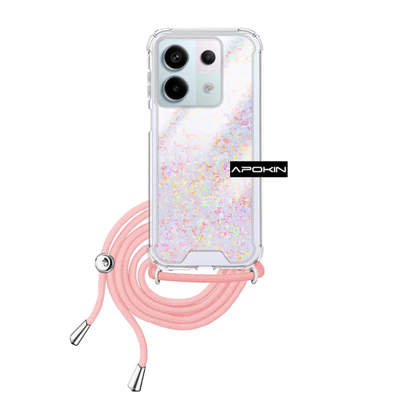 Capa de Gel Apokin com Cordão para Xiaomi Redmi Note 13 Pro 5G Transparente Lilás - Imagem 3