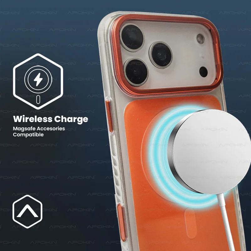 Capa Apokin para iPhone 17 Pro / 18 Pro Acrílica All-Match com MagSafe Laranja - Imagem 3