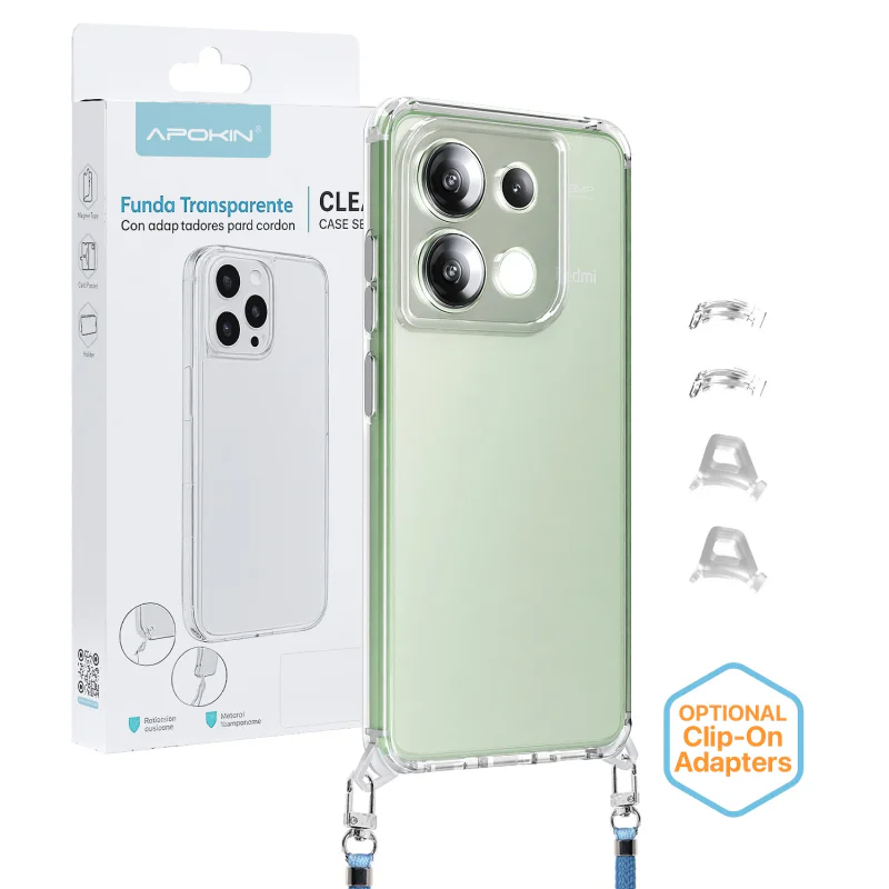Capa Apokin ClearStrap 2 em 1 Transparente com Cordão para Xiaomi Redmi Note 13 4G - Imagem 1